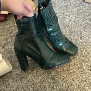 Aldo Dark Green Embossed Ankle Boots